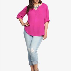 GEORGETTE BUTTON-TAB BLOUSE